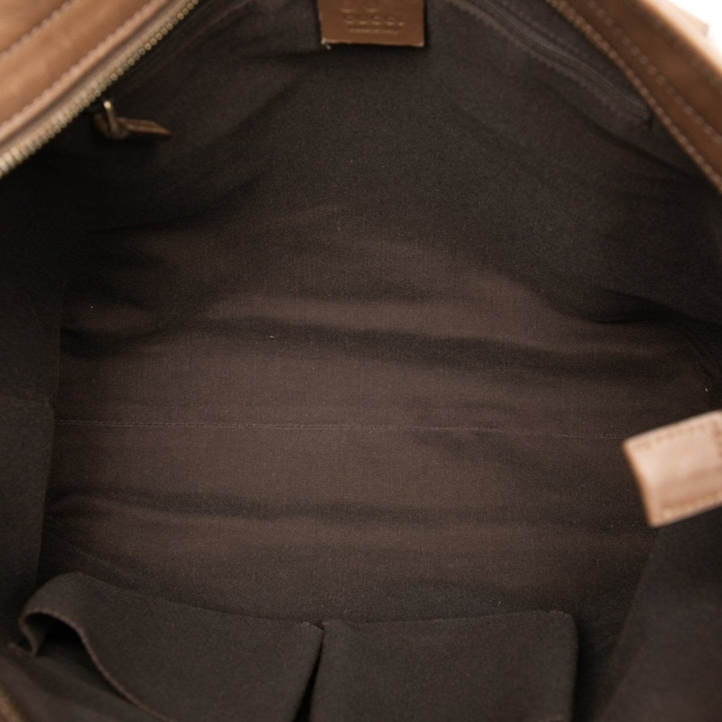 Gucci Beige Brown Canvas Leather Tote Bag ( )