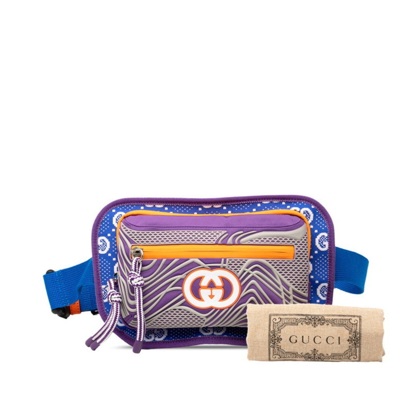 Gucci Blue Orange Purple Nylon Rubber Sling Bag ( )