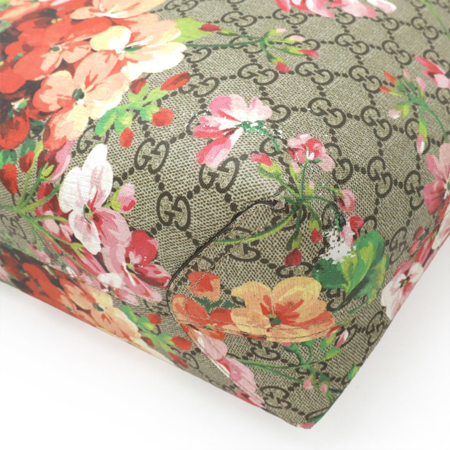 Gucci Gg Blooms Beige Pink Multi-Color Gg Supreme Leather Shoulder Bag Tote Bag ( )