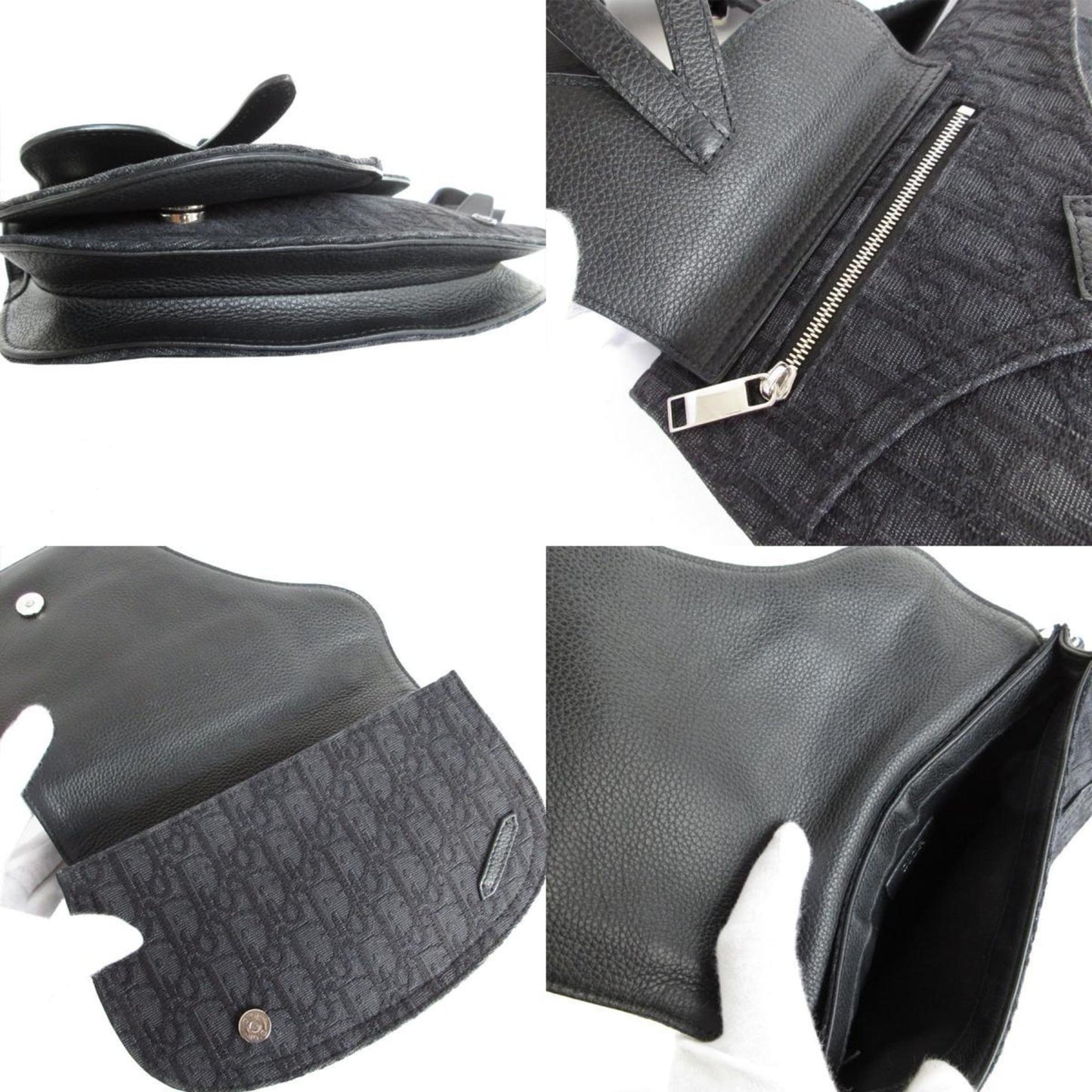 Christian Dior Black Canvas Leather Sling Bag ()