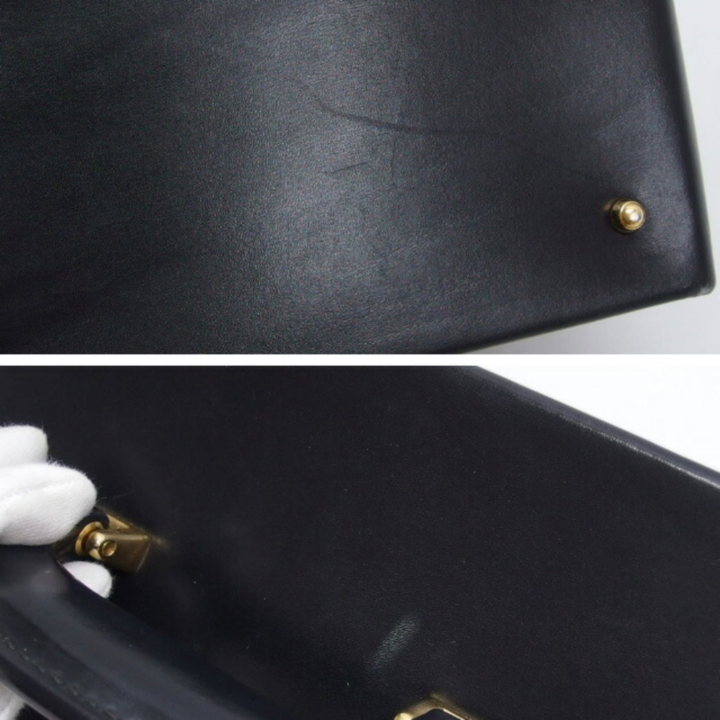 Gucci Black Leather Handbag Vanity Bag ( )