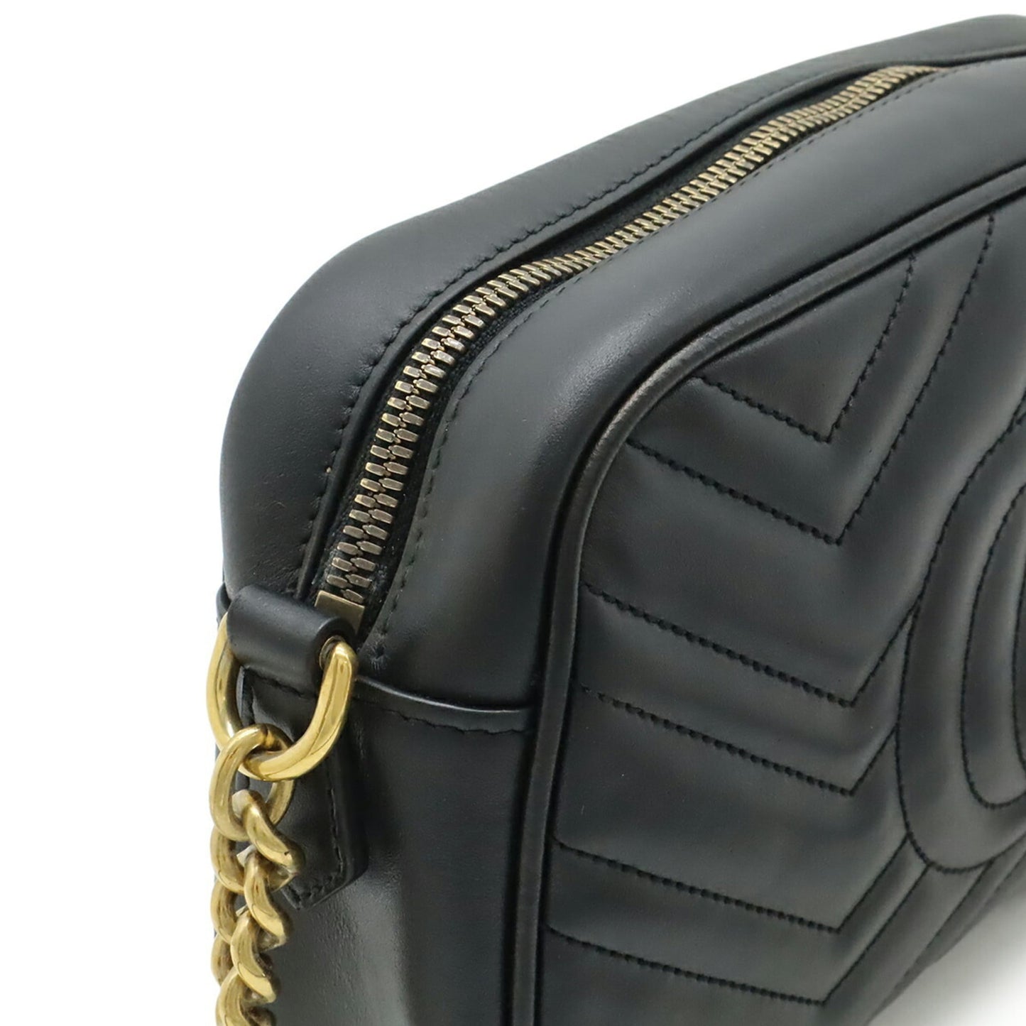 Gucci Gg Marmont Black Leather Pochette Shoulder Bag ( )
