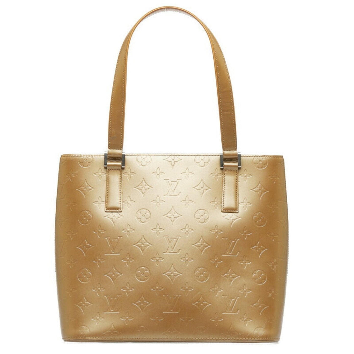 LOUIS VUITTON Monogram Matte Stockton Tote Bag Ambre Gold Leather Women's