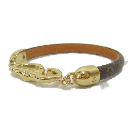 LOUIS VUITTON Brass Resay Jesus Bracelet Brown Monogram PVC coated canvas