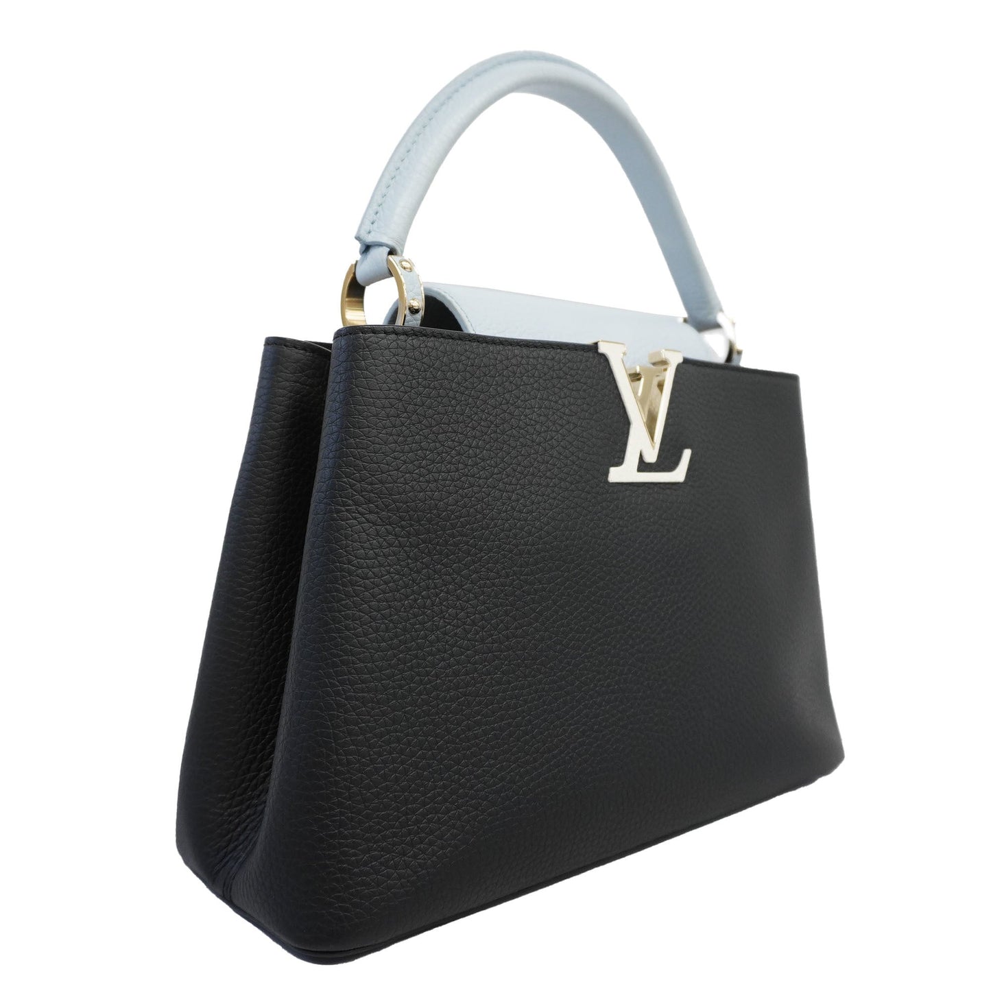 LOUIS VUITTONAuth Taurillon 2way Bag Capucine MM Black,Light Blue