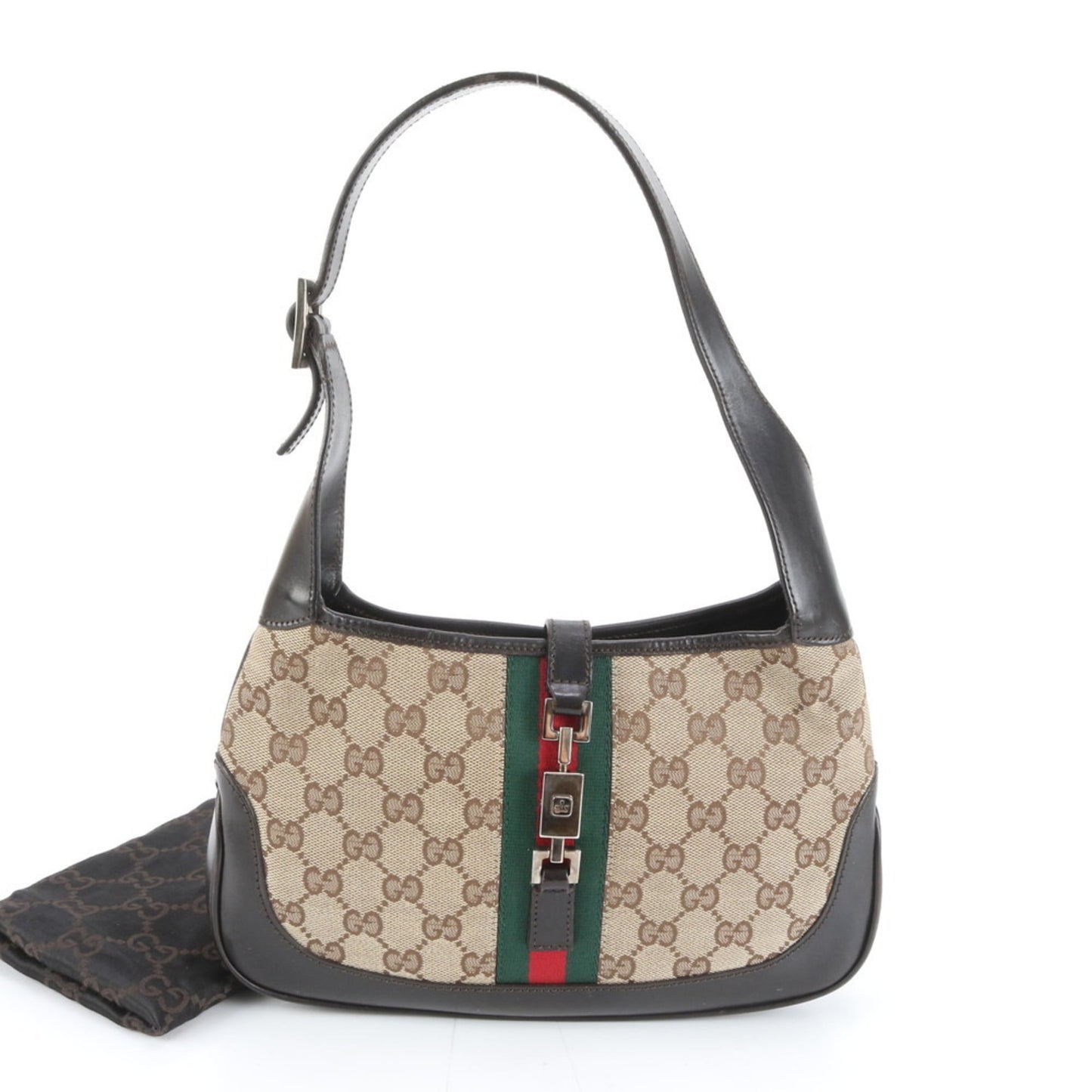 Gucci Brown Leather Canvas Shoulder Bag ( )