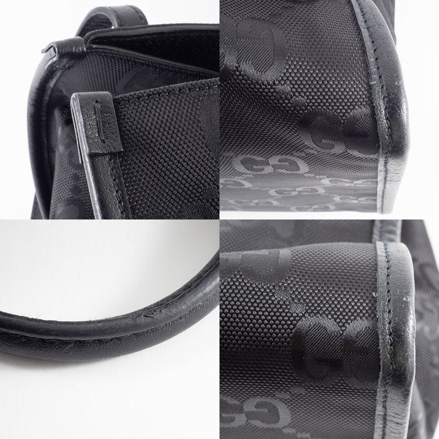 Gucci Black Nylon Leather Tote Bag ( )