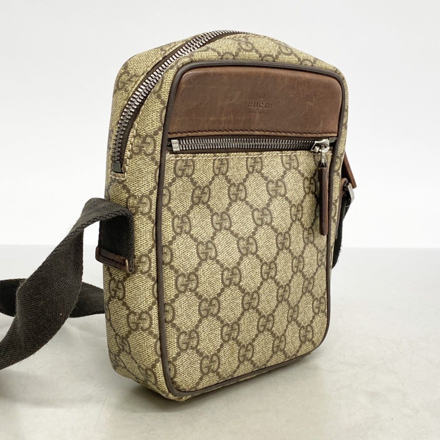 Gucci Beige Brown Pvc Shoulder Bag ( )