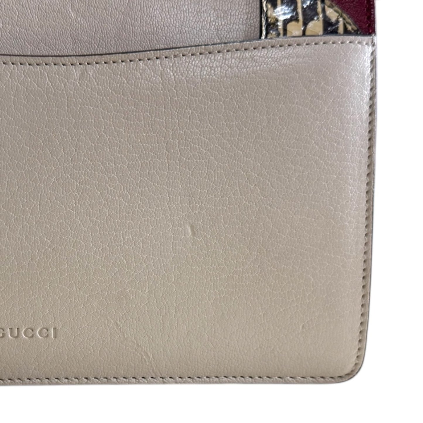Gucci Beige Red Color Leather Shoulder Bag ( )