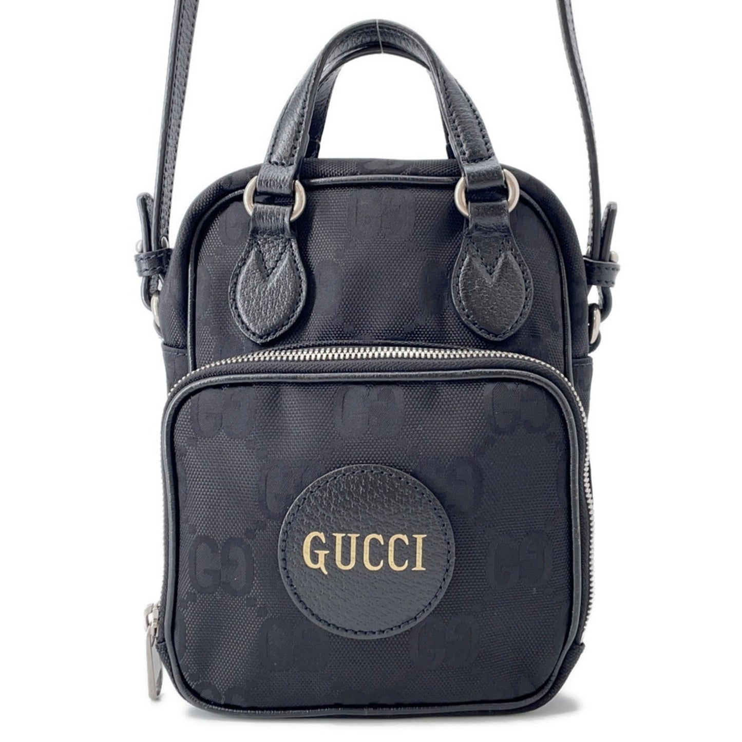 Gucci Black Nylon Leather Handbag Shoulder Bag ( )