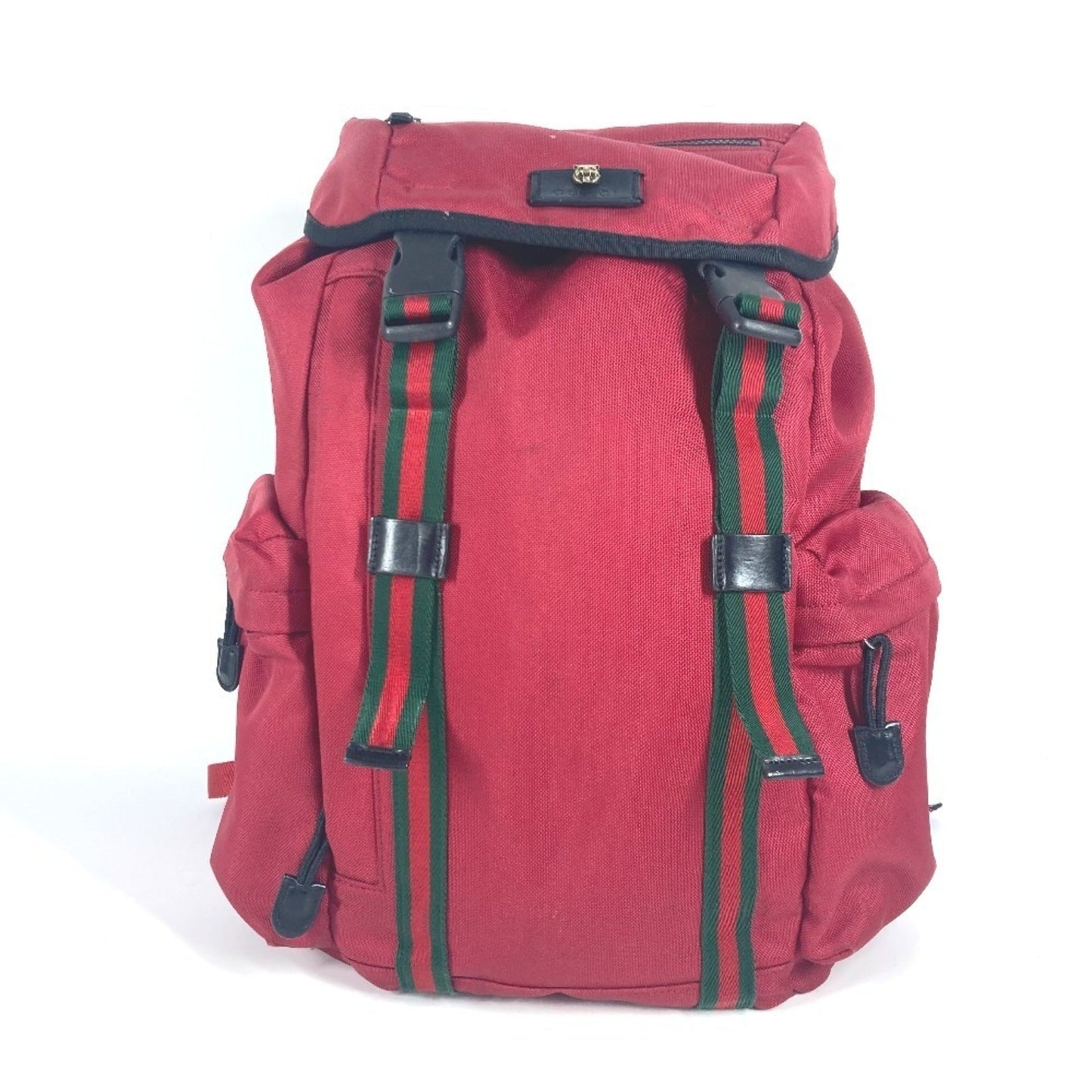 Gucci Black Red Color Nylon Canvas Backpack ( )