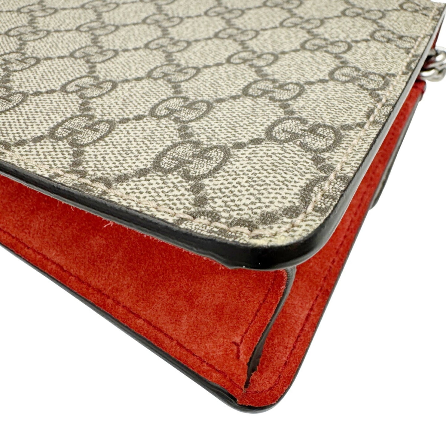 Gucci Brown Red Color Pvc Suede Handbag Shoulder Bag ( )