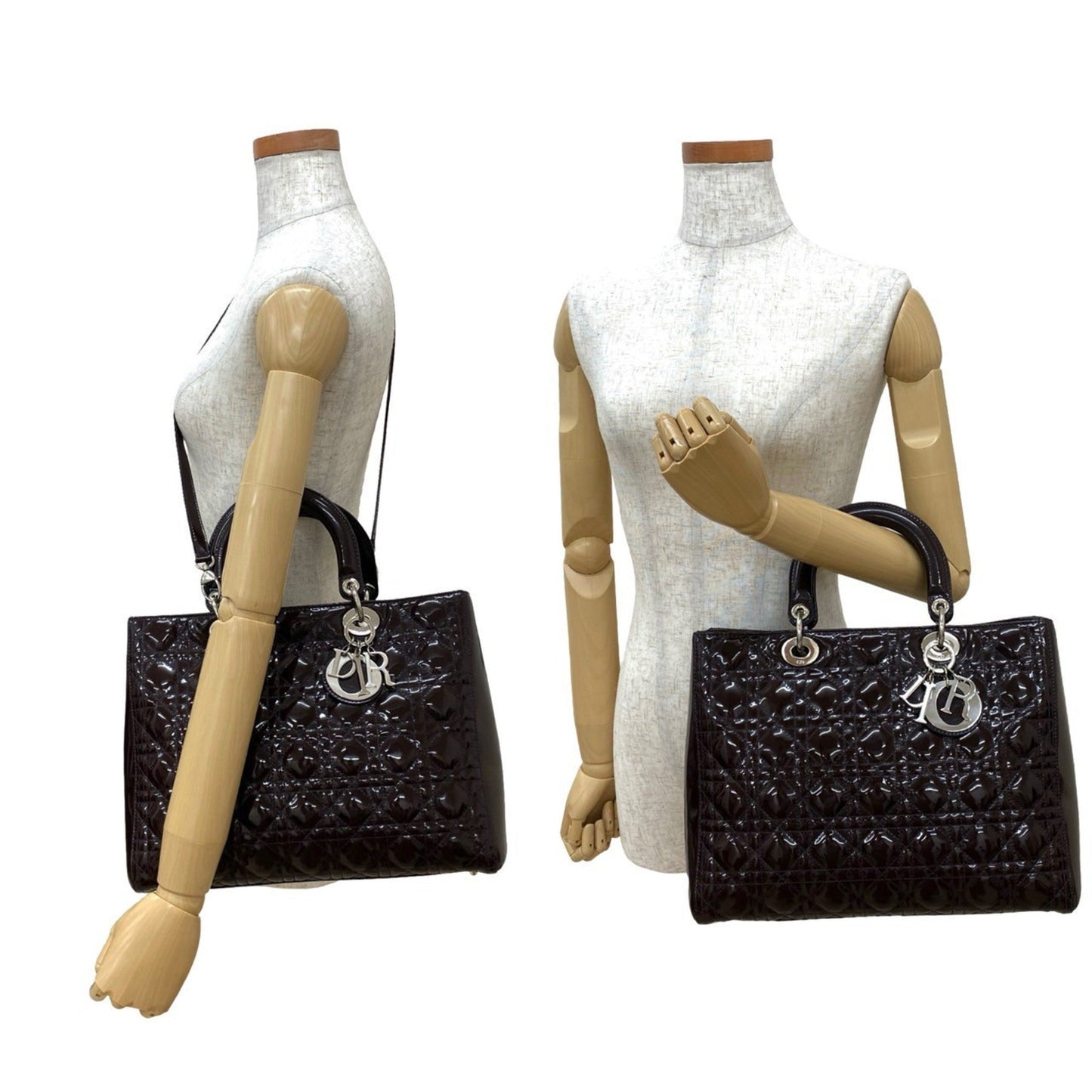 Christian Dior Brown Patent Leather Handbag Shoulder Bag ()