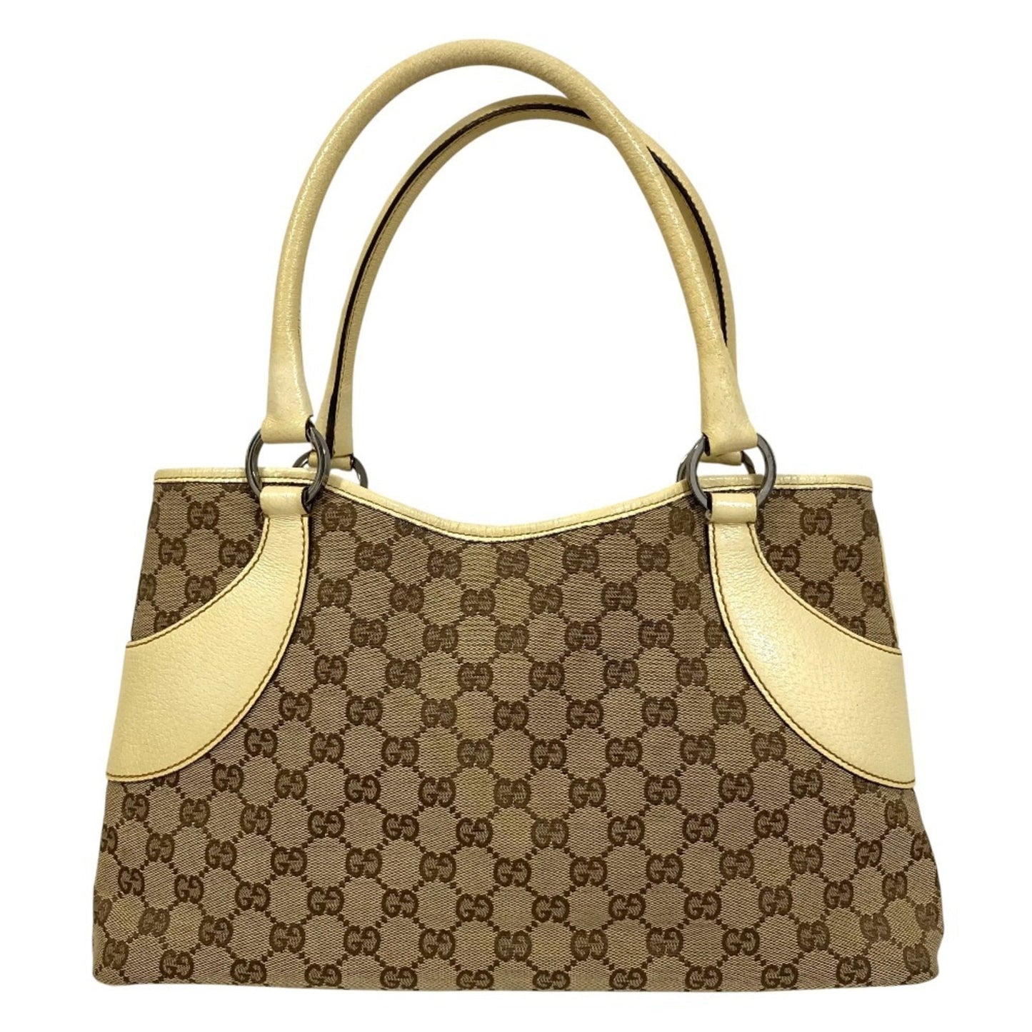 Gucci Beige Gg Canvas Leather Handbag ( )