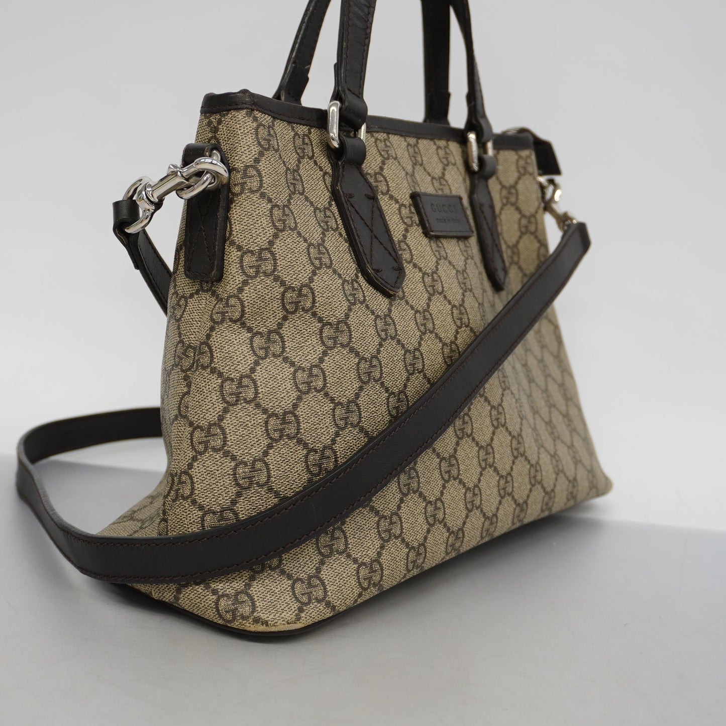 GUCCI Auth  2way Bag 429019 Women's GG Supreme,Leather Handbag,Shoulder Bag Beige