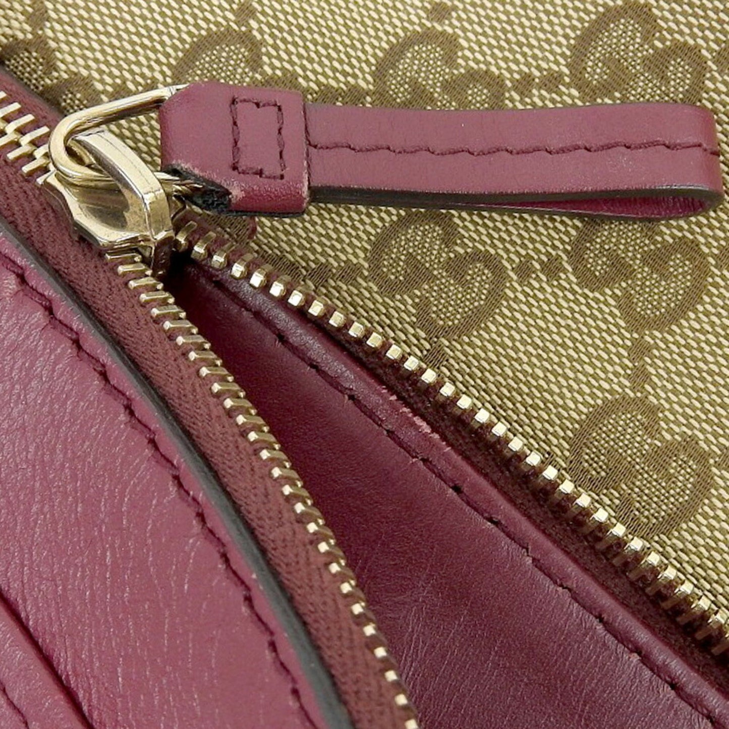 Gucci Beige Red Color Gg Canvas Leather Shoulder Bag ( )