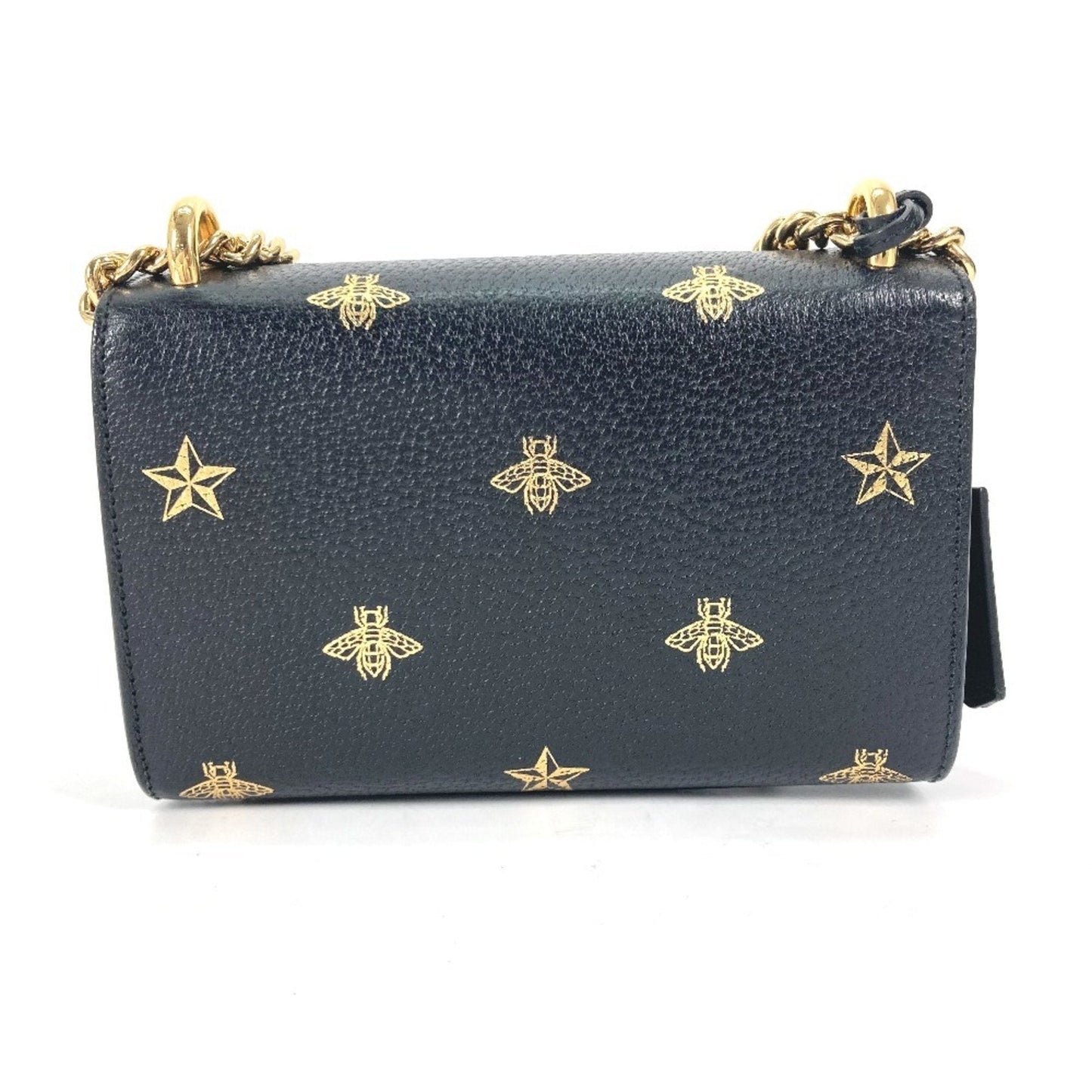 Gucci Black Gold Leather Pochette Shoulder Bag ( )