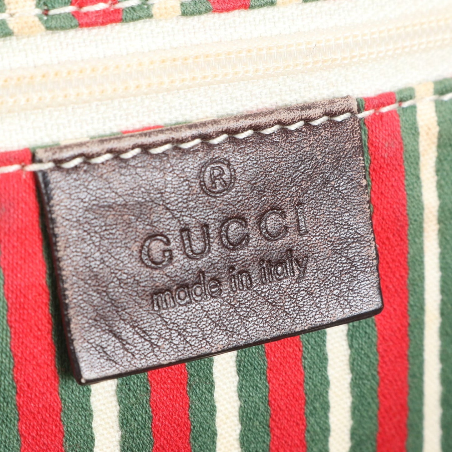 Gucci Brown Leather Canvas Tote Bag ( )