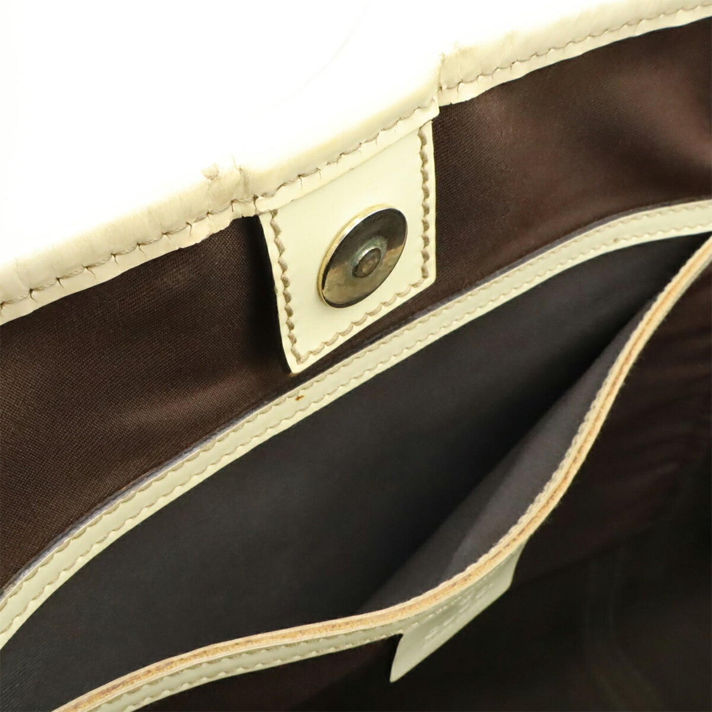 Gucci Dark Beige Ivory Gg Supreme Patent Leather Shoulder Bag Tote Bag ( )