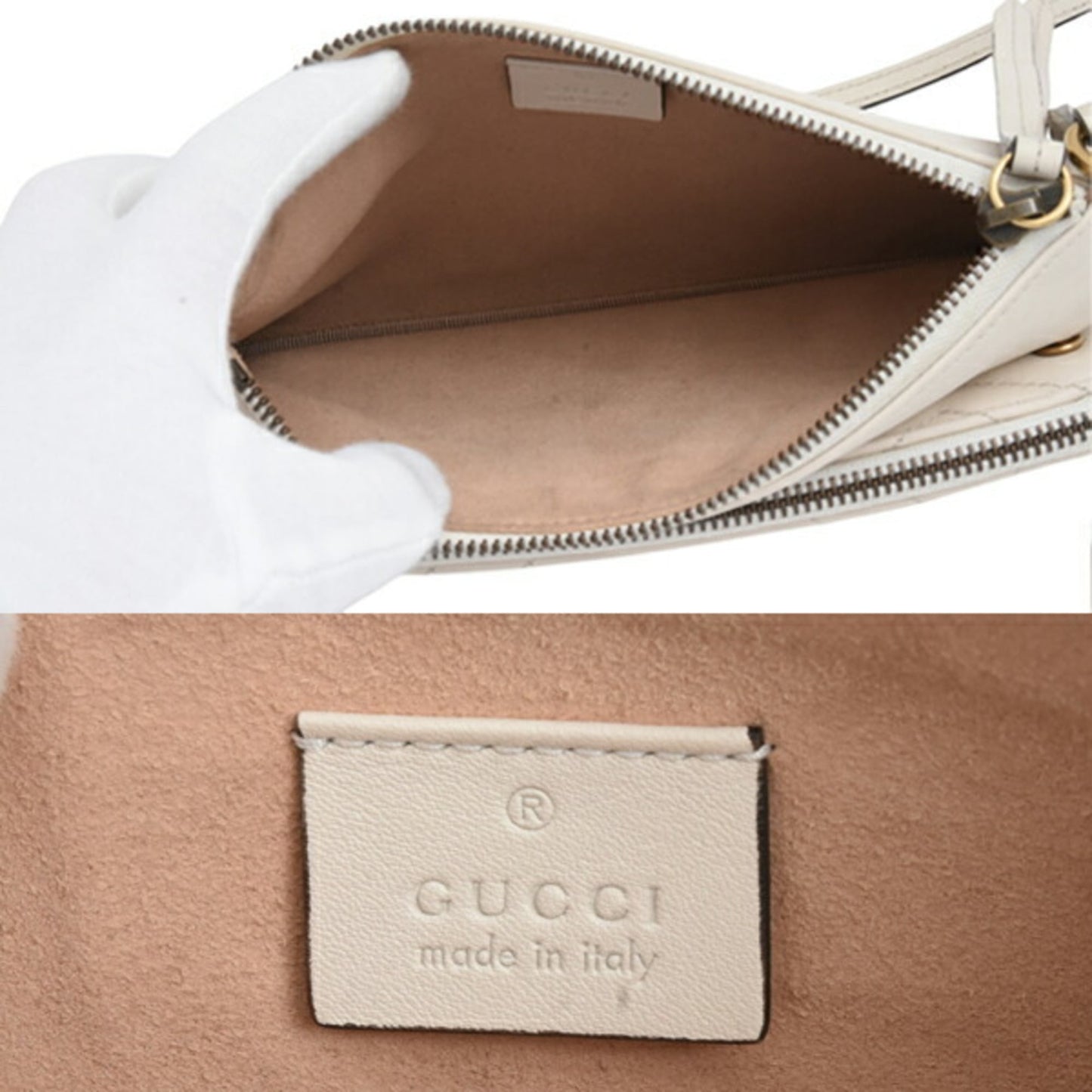 Gucci White Leather Pochette Pouch Shoulder Bag ( )
