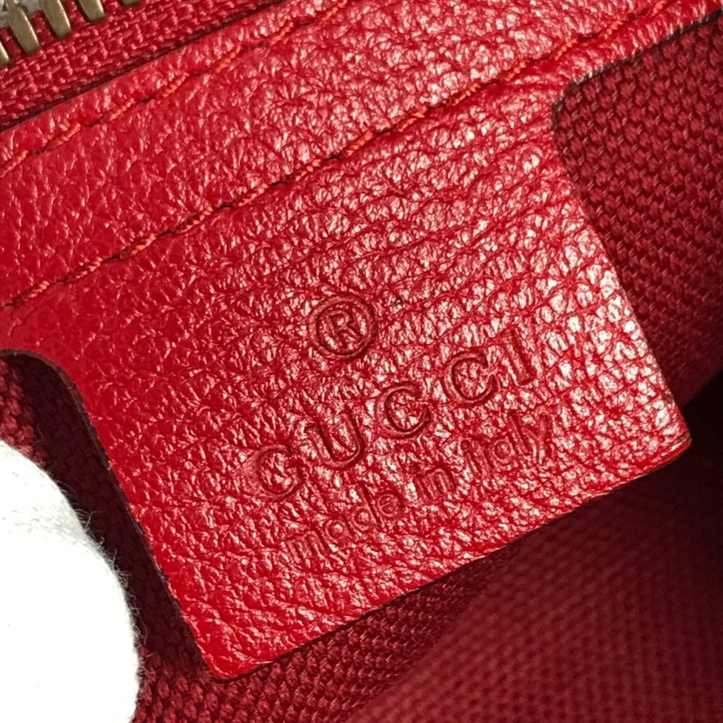 Gucci Navy Red Color White Leather Canvas Backpack Handbag Tote Bag ( )