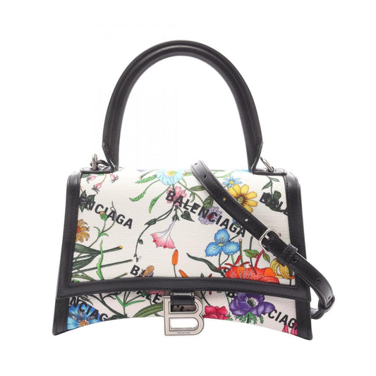 Gucci Black Multi-Color White Canvas Leather Handbag ( )