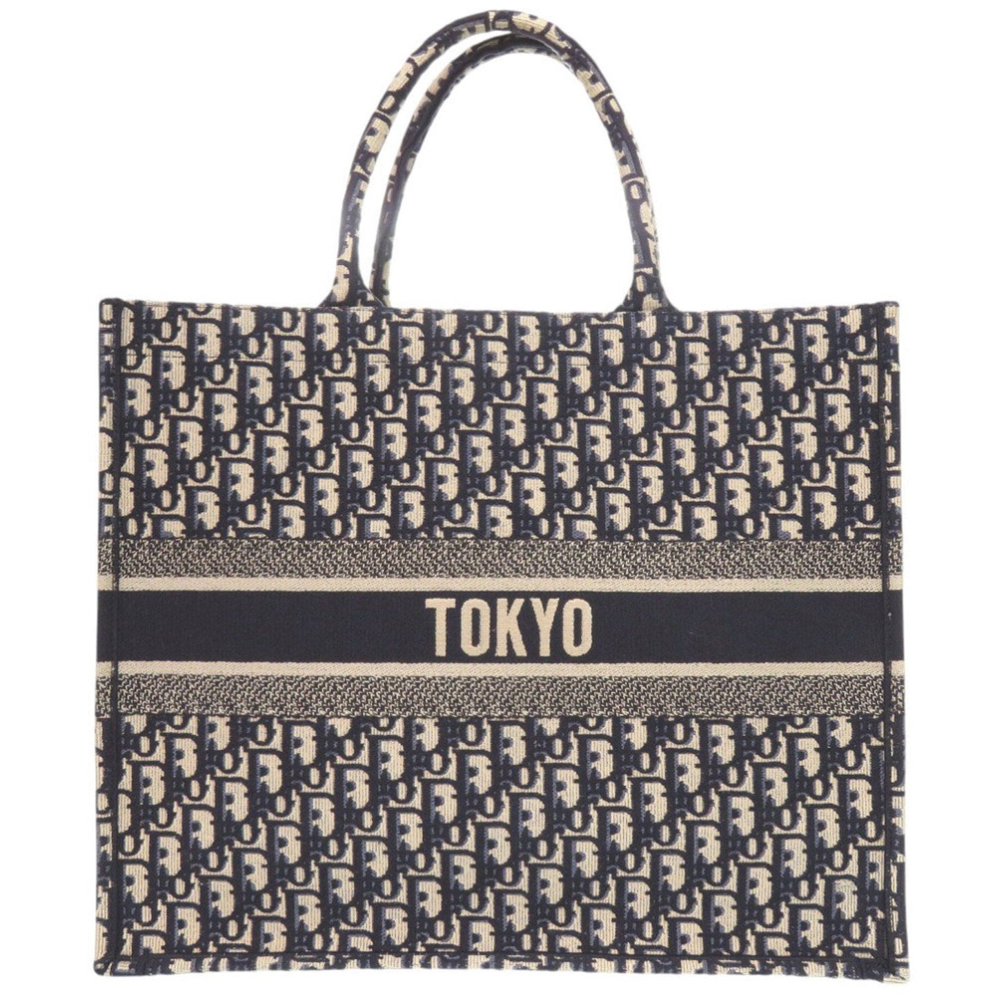 Christian Dior Beige Navy Canvas Tote Bag ()