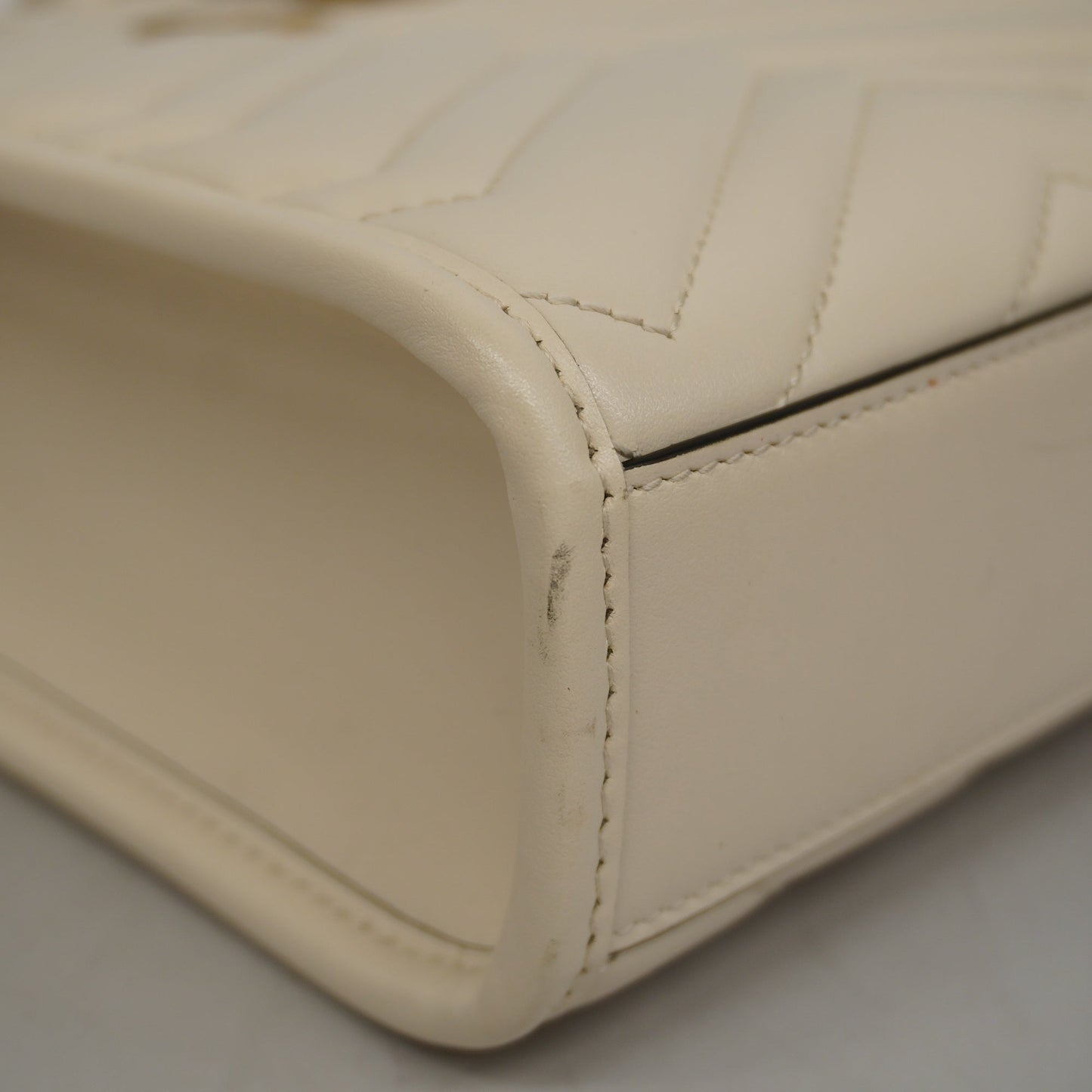 GUCCI Auth  GG Marmont 2WAY Bag 696123 Women's Leather Handbag,Shoulder Bag Ivory