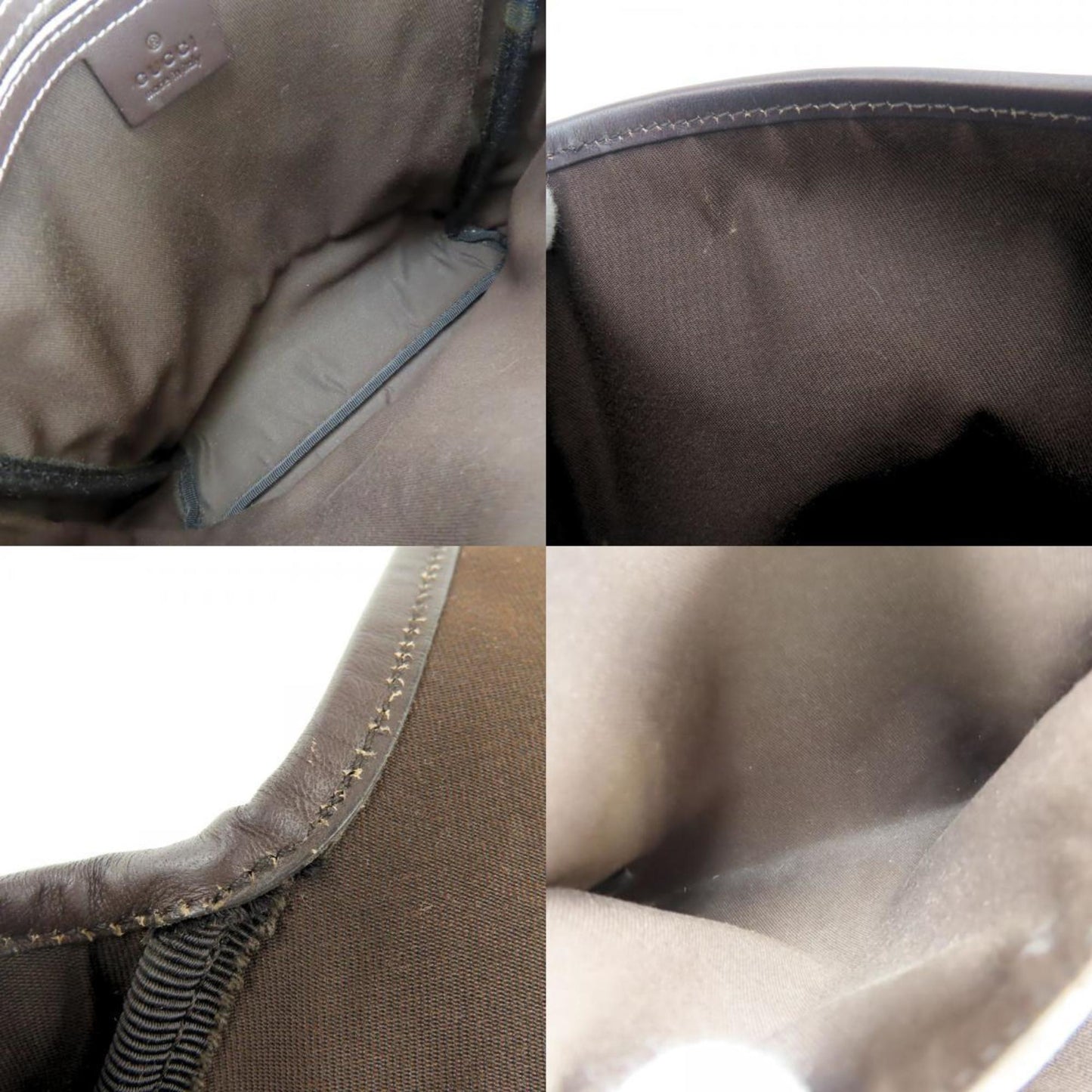 Gucci Beige Dark Brown Gg Supreme Leather Shoulder Bag ( )