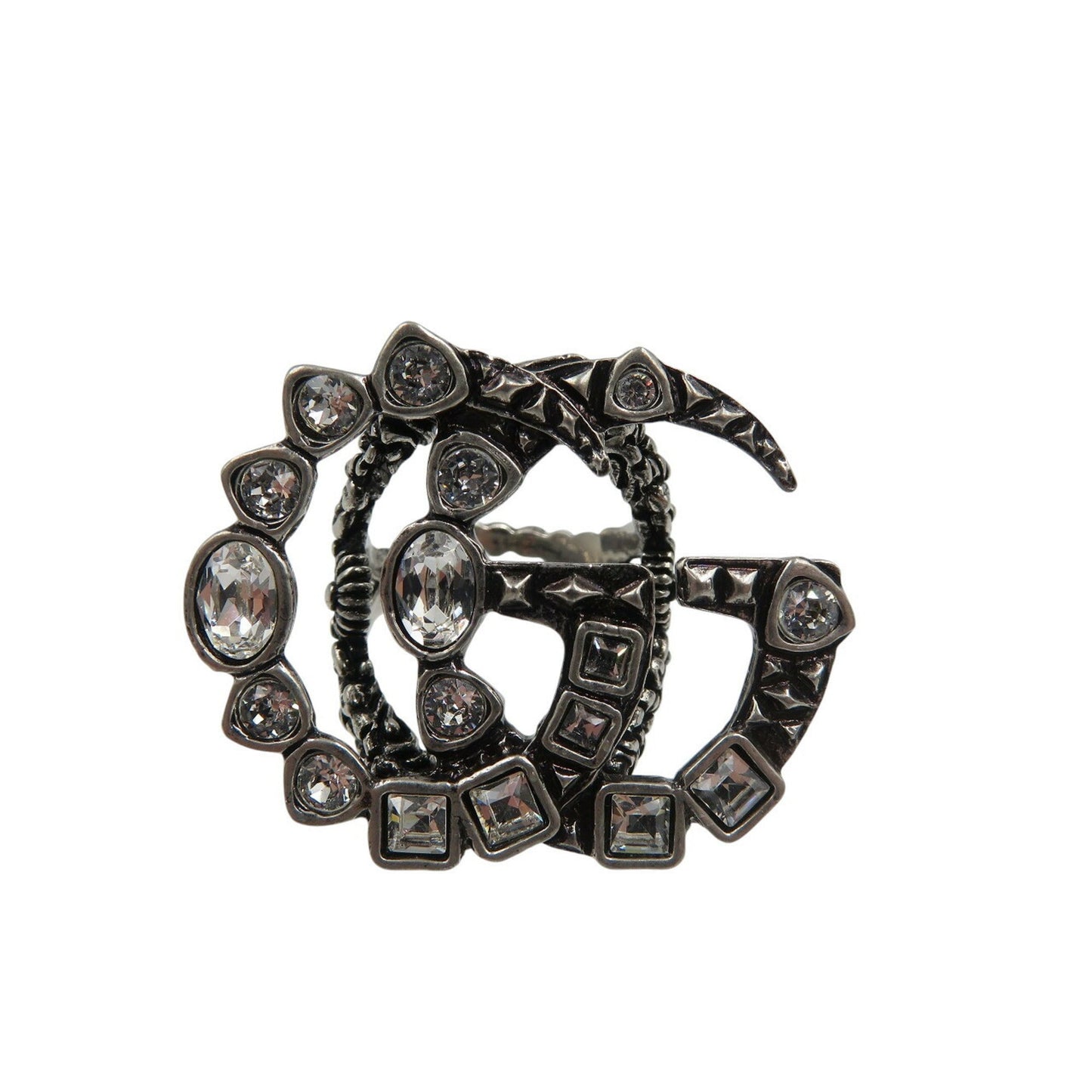 Gucci Silver Metal Rhinestone Band Ring ( )