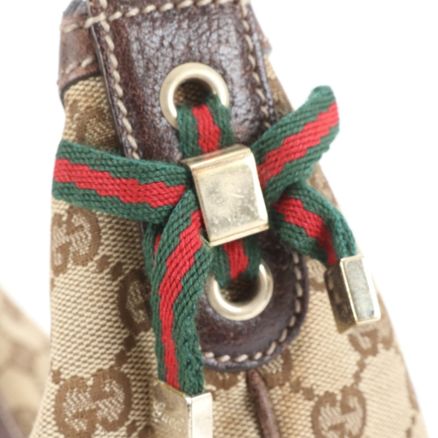 Gucci Brown Leather Canvas Shoulder Bag ( )