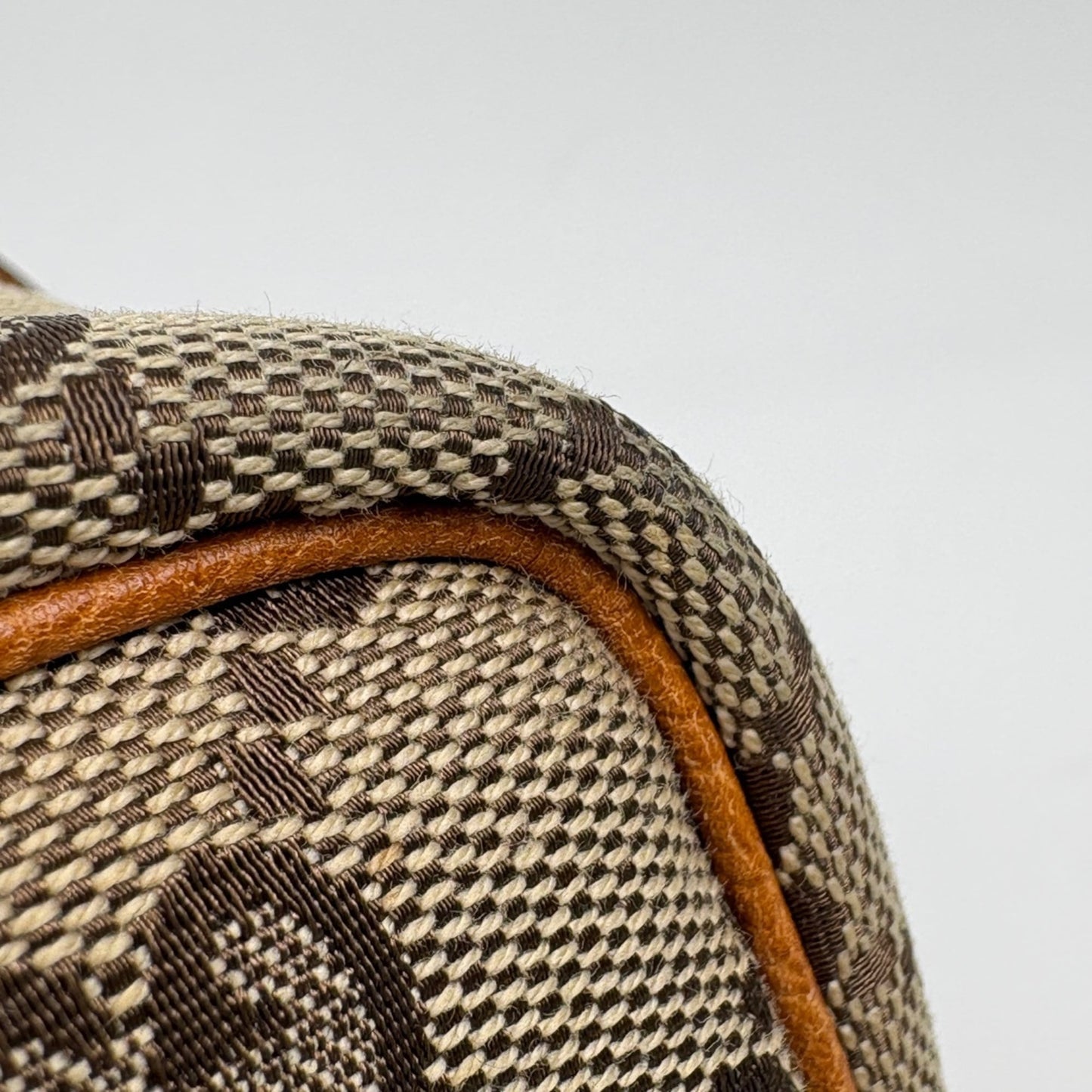 Gucci Beige Camel Gg Canvas Leather Handbag Pouch Vanity Bag ( )