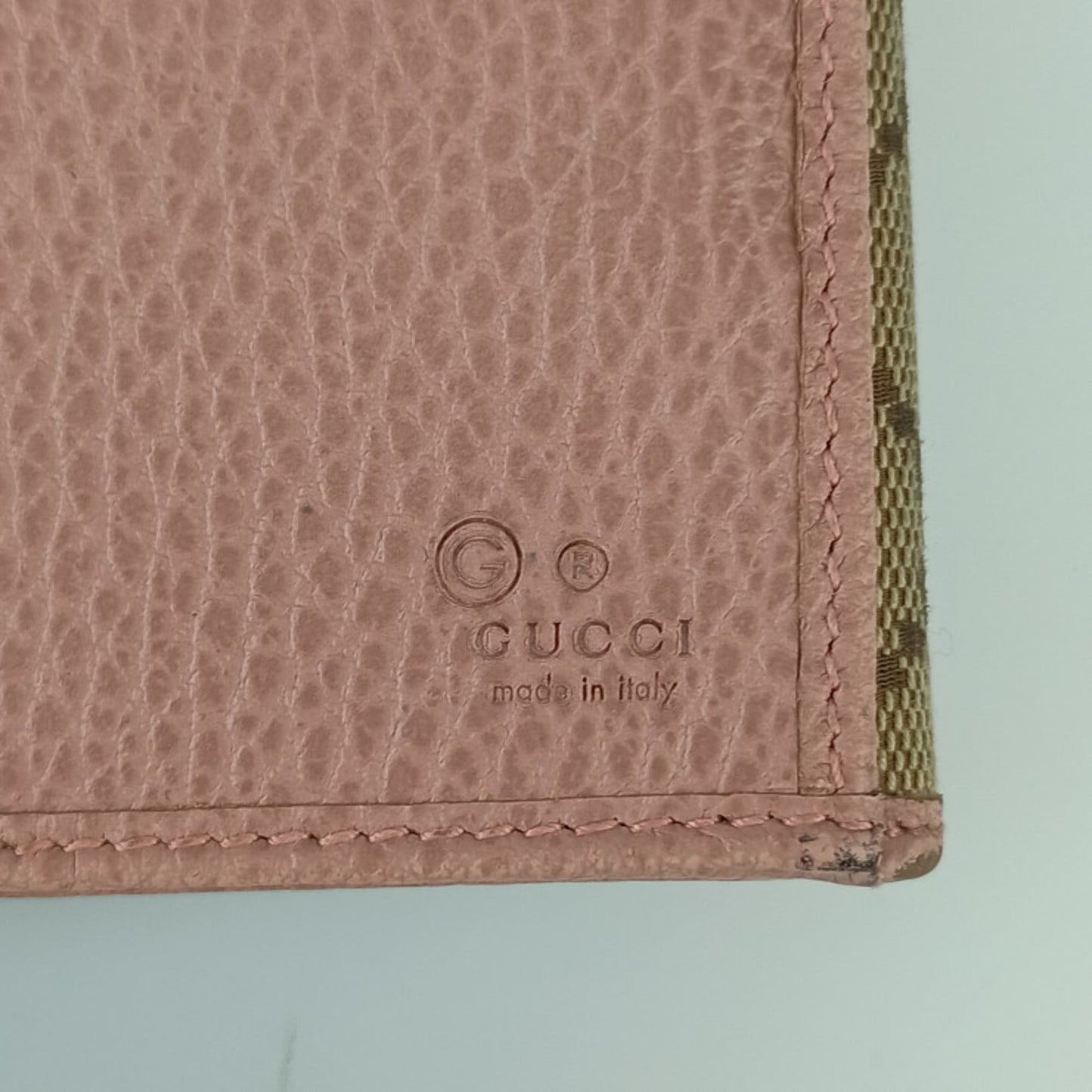 Gucci Beige Pink Gg Canvas Leather Long Wallet (Bi-Fold) ( )