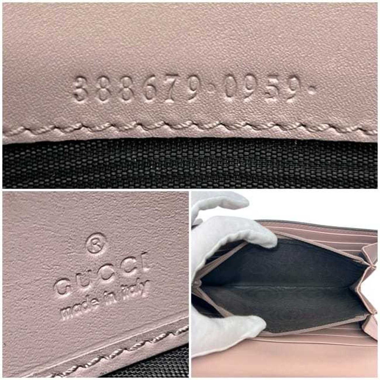 Gucci Beige Pink Leather Long Wallet (Bi-Fold) ( )