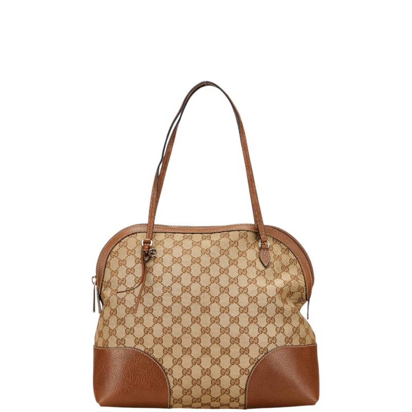 Gucci Gg Canvas Beige Brown Gg Canvas Leather Handbag Tote Bag ( )