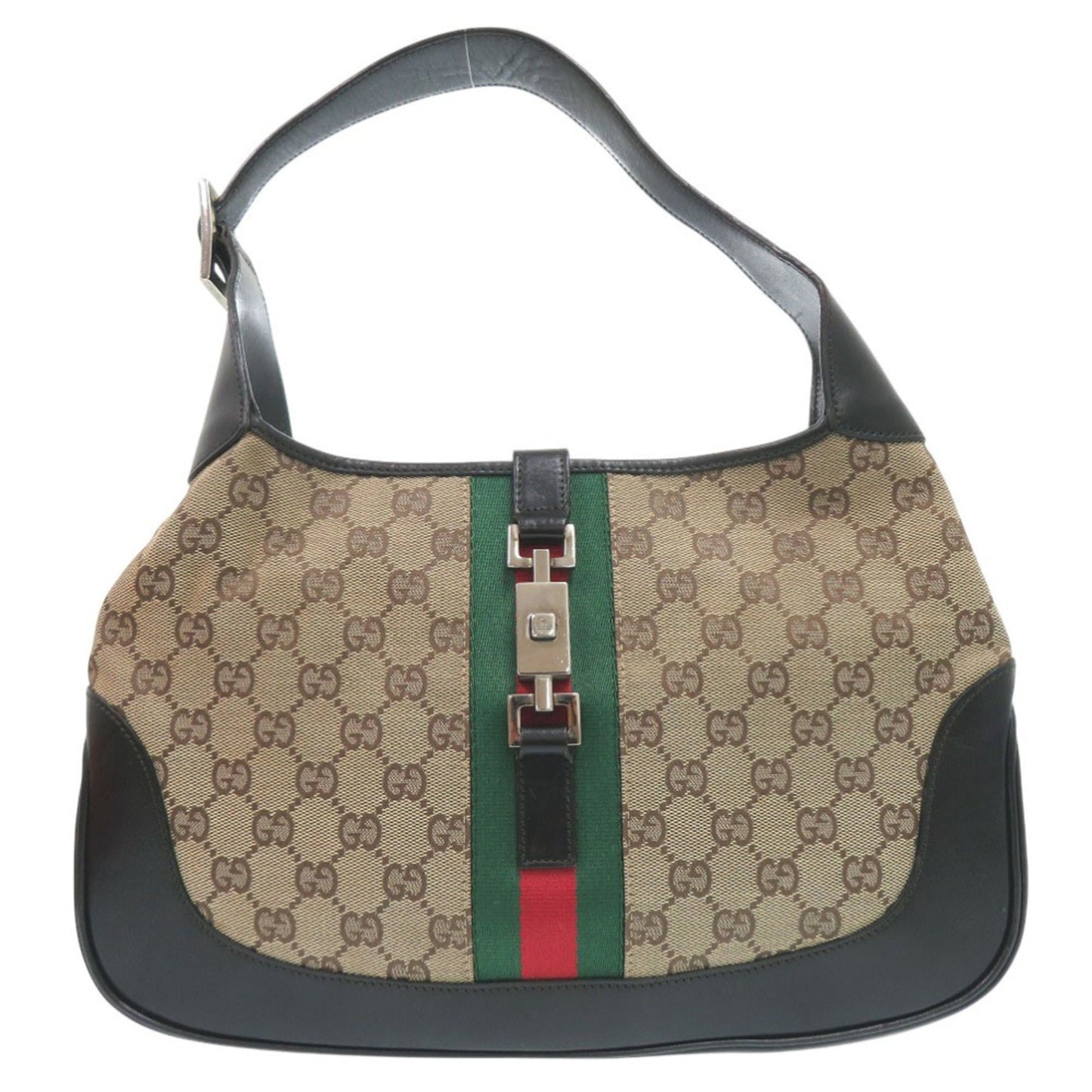 Gucci Beige Gg Canvas Leather Handbag Shoulder Bag ( )