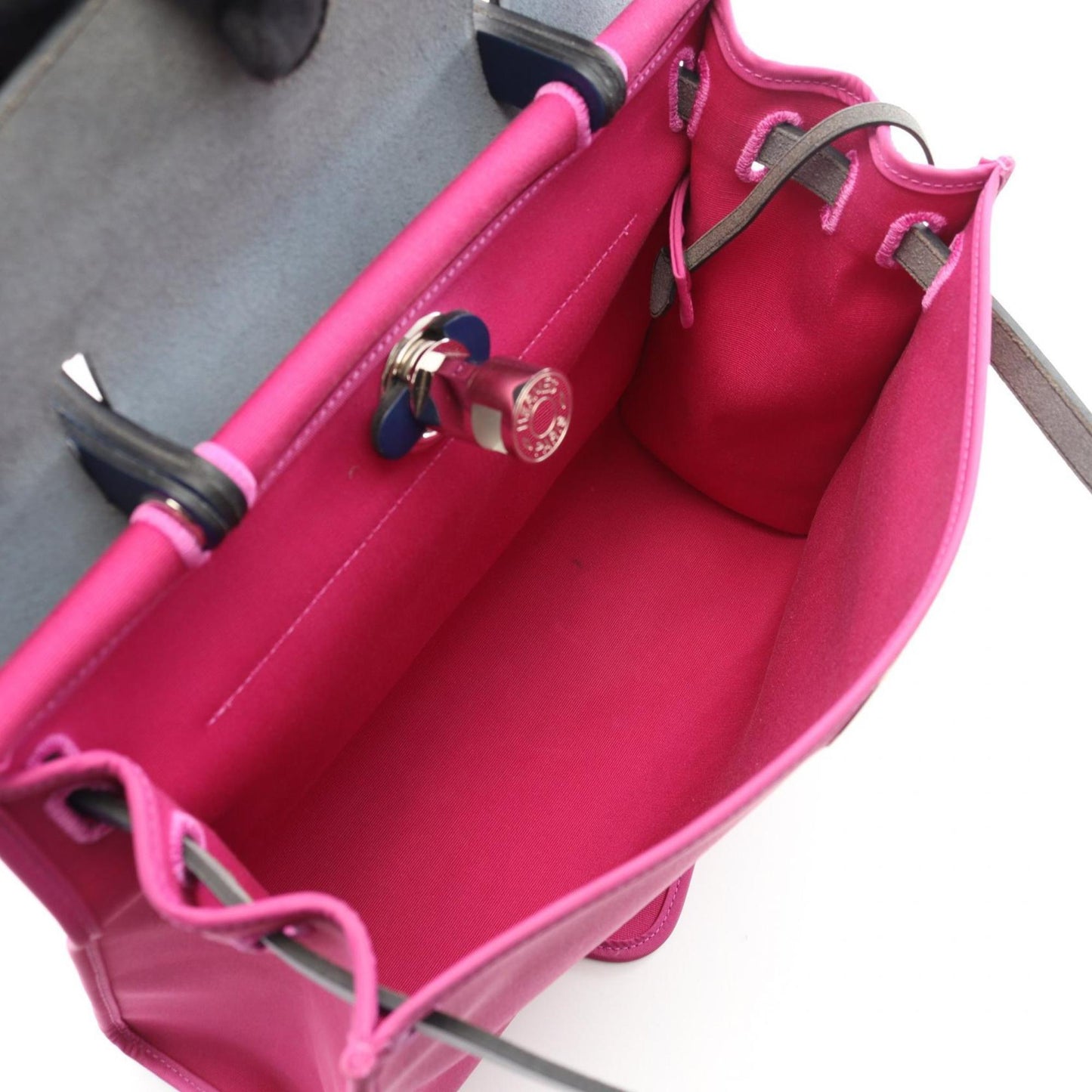 Hermes Navy Pink Toile Officier Handbag ( )