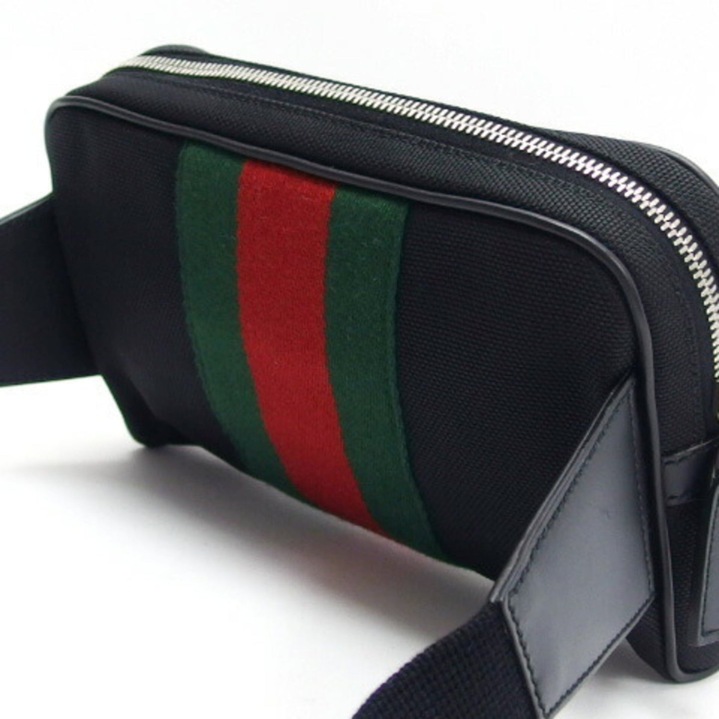 Gucci Sherry Line Black Leather Canvas Handbag