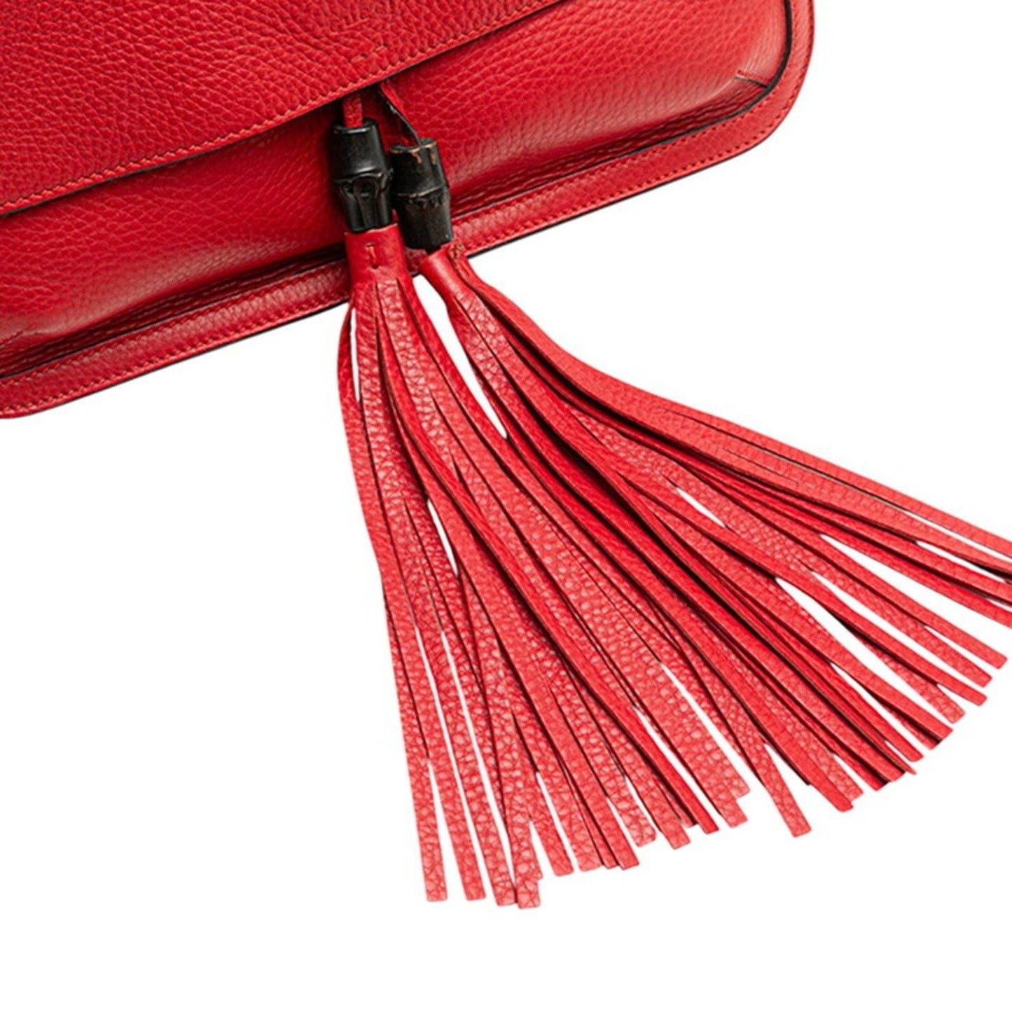 Gucci Bamboo Red Color Leather Shoulder Bag ( )