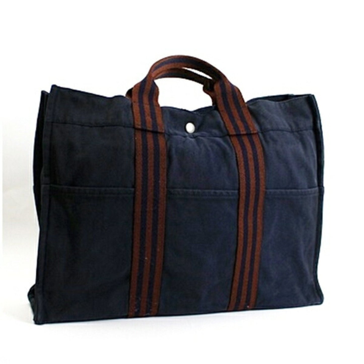 Hermes Navy Canvas Tote Bag ( )