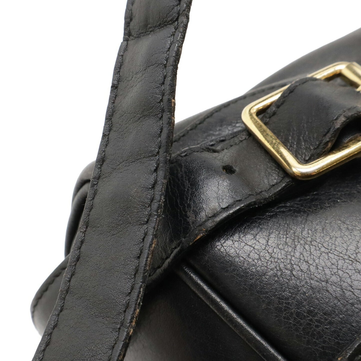 Gucci Black Bamboo Leather Backpack Shoulder Bag ( )