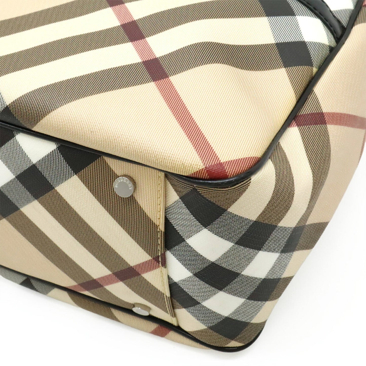 Burberry Beige Black Bordeaux Pvc Patent Leather Shoulder Bag Tote Bag ( )