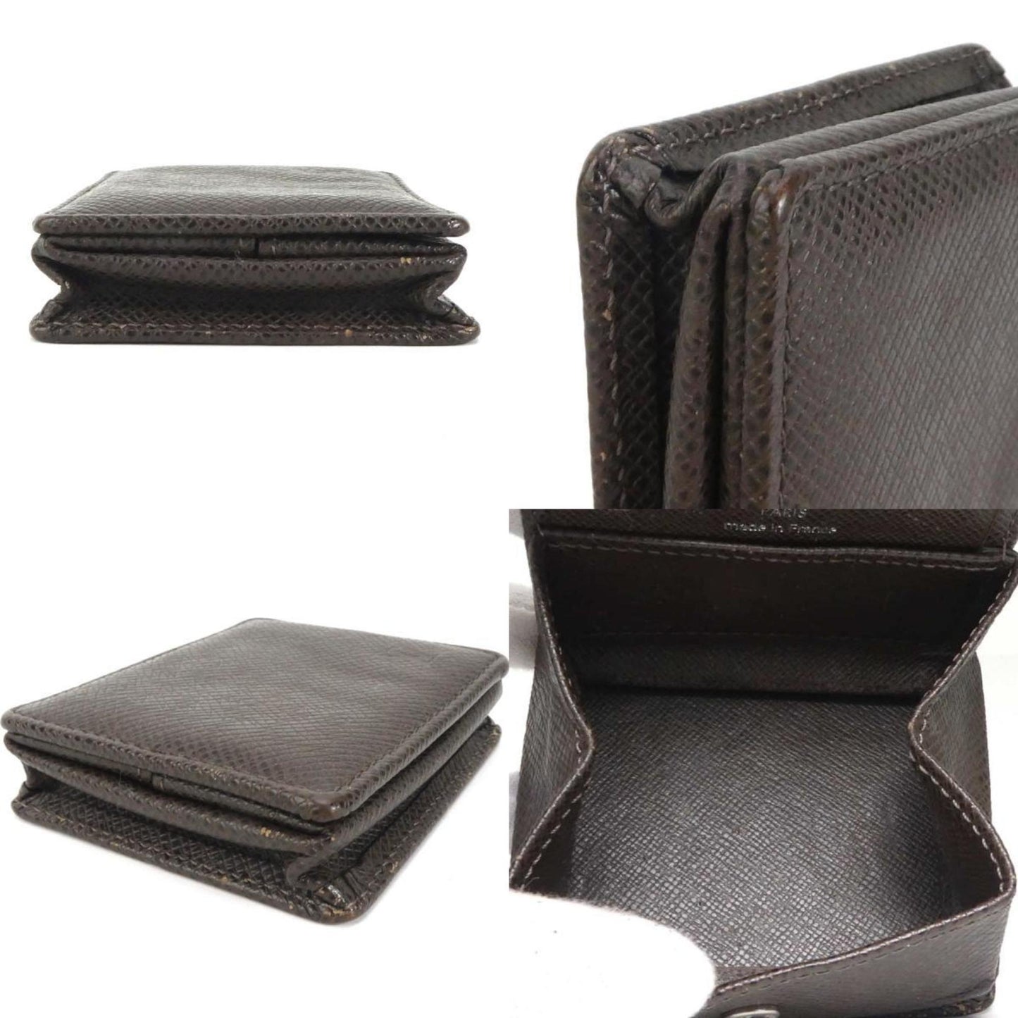 LOUIS VUITTON coin case taiga dark brown men's