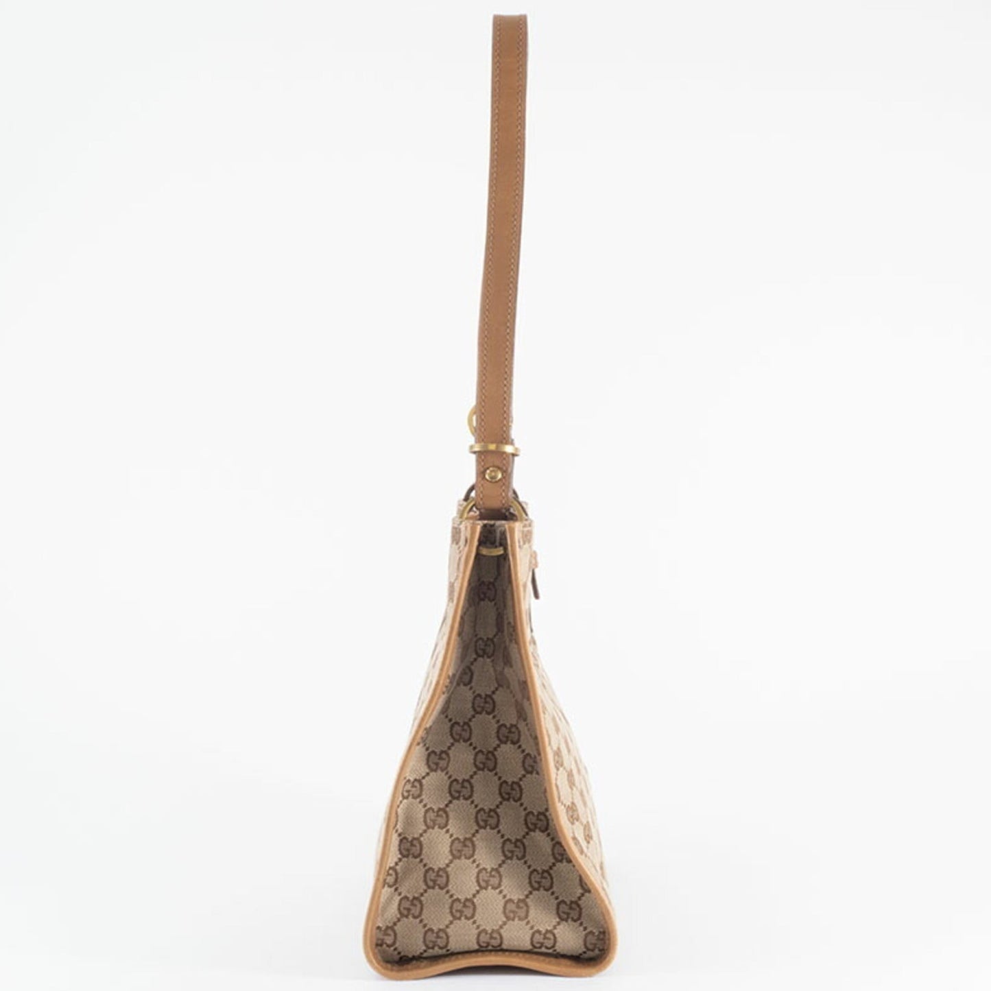 Gucci Gg Canvas Beige Brown Gg Canvas Leather Shoulder Bag ( )