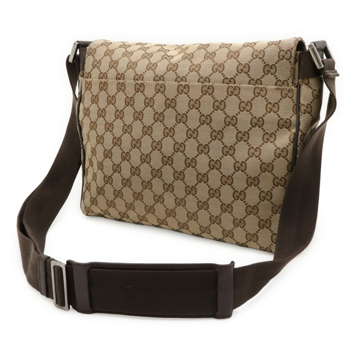 Gucci Gg Canvas Beige Dark Brown Khaki Gg Canvas Leather Shoulder Bag ( )