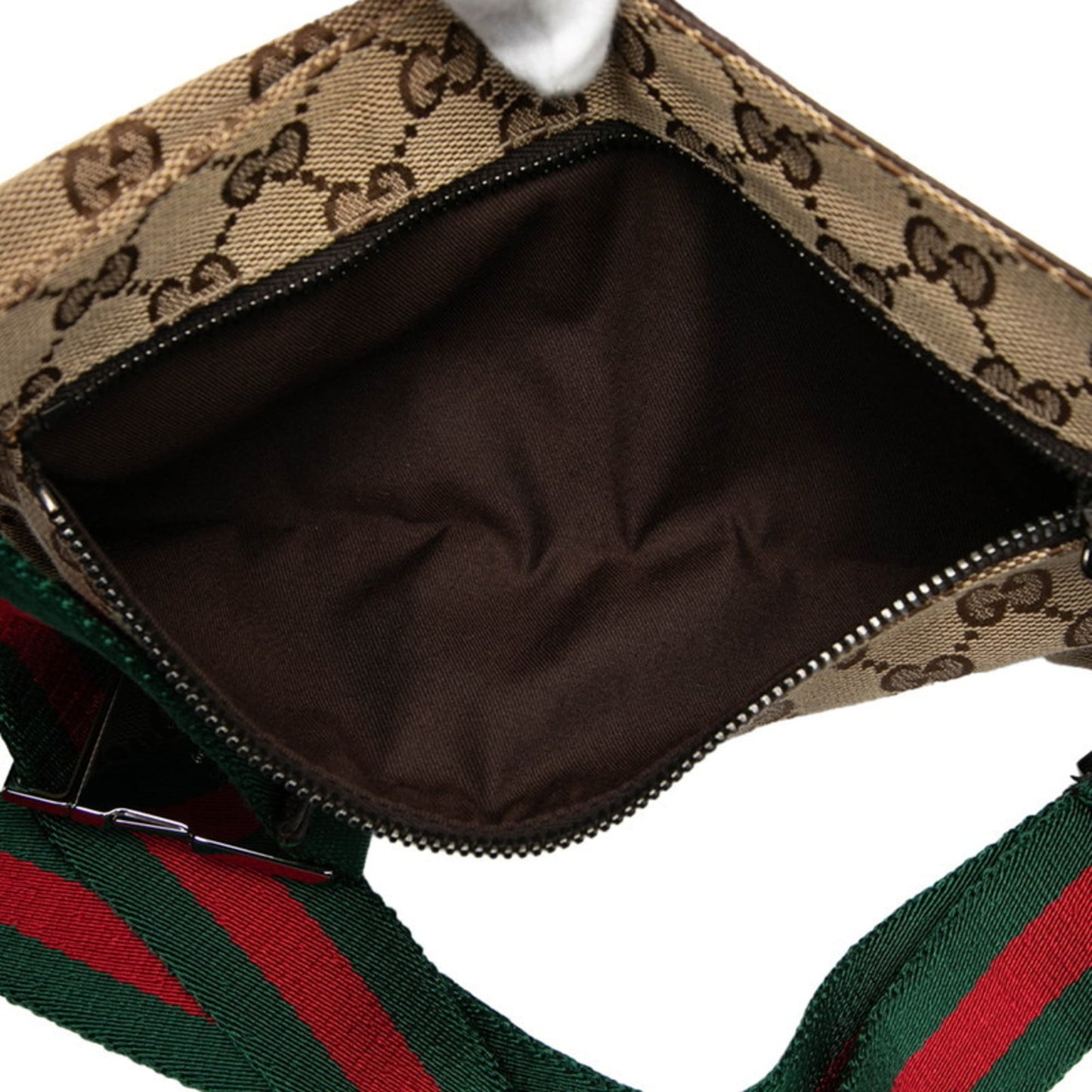 Gucci Beige Brown Canvas Leather Sling Bag ( )