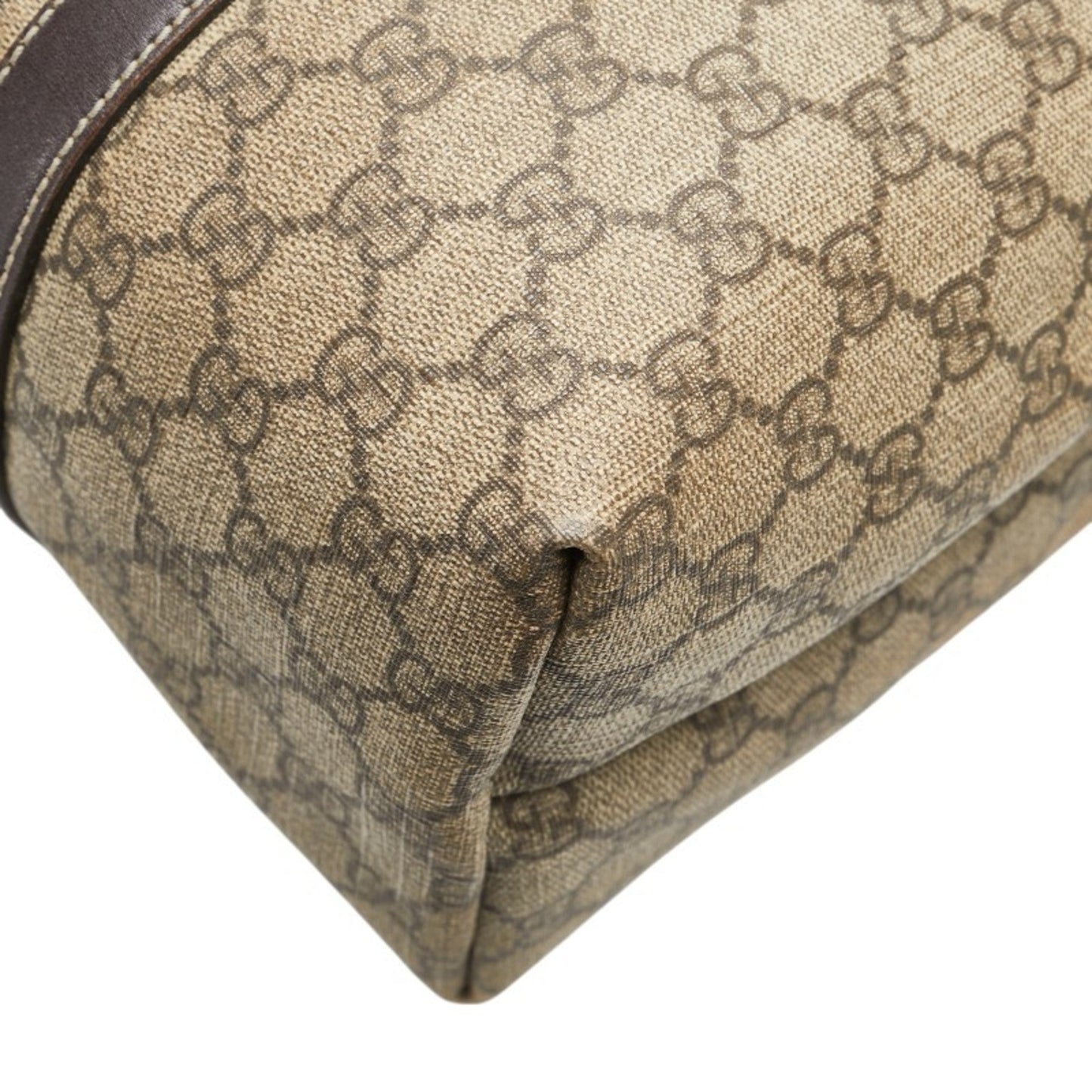 Gucci Beige Brown Pvc Leather Shoulder Bag Tote Bag ( )