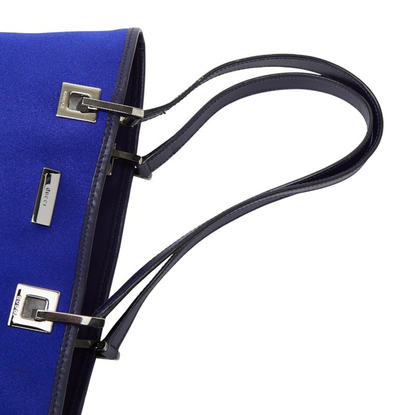 Gucci Blue Purple Satin Leather Handbag Tote Bag ( )