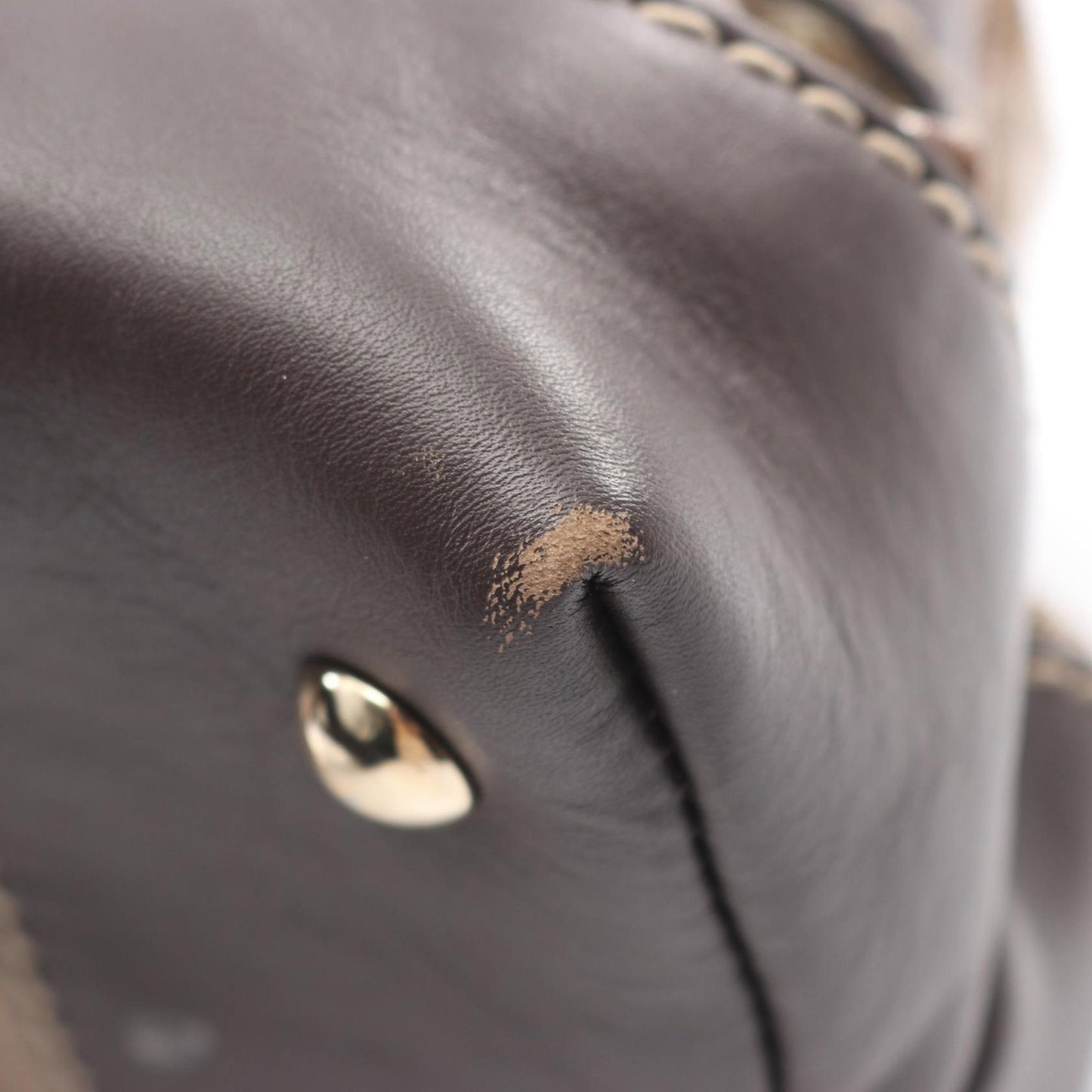 Gucci Beige Brown Pvc Leather Tote Bag ( )