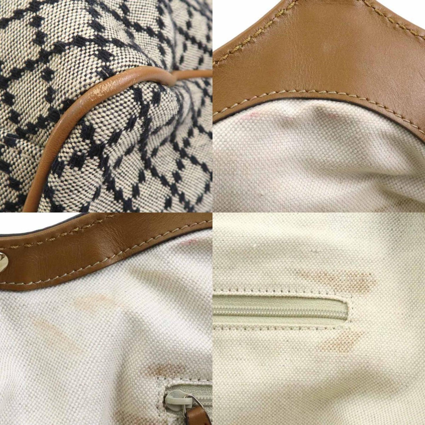 Gucci Black Brown Canvas Leather Handbag ( )